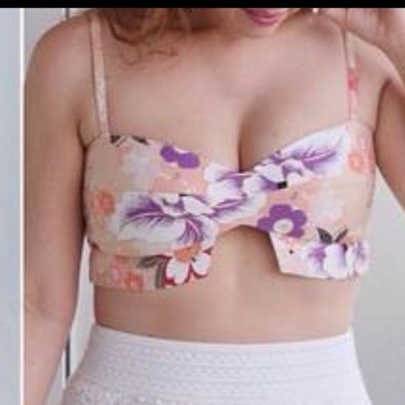 Twinkle by WENLAN Orange Purple Hawaiian Print 2pc High Waist Skirt Set Crop Top - Picture 3 of 6